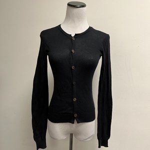 Kristensen du Nord black cotton cardigan sweater 1 xs s fine knit